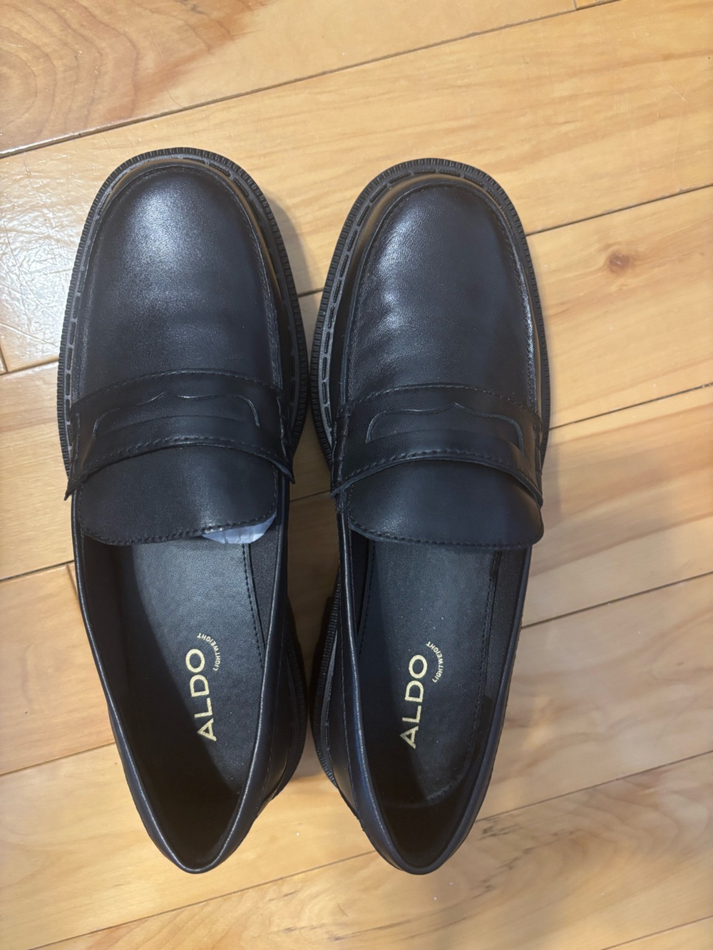 Aldo Black Leather Penny Loafers
